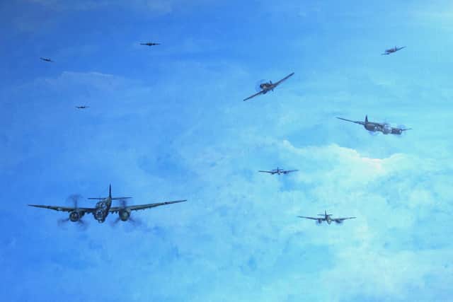 Artist Denis Harry Fox, who has produced a number of paintings connected with the World War II air battle over Flamborough Head, will be exhibiting his work at Beverley Minster from Monday, June 6 to Sunday, June 26.