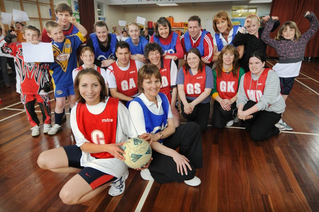 Seamer and Irton Primary School staff netball match with captains Lisa Ponter, front left, and Lisa More, front right, pictured with their teams.