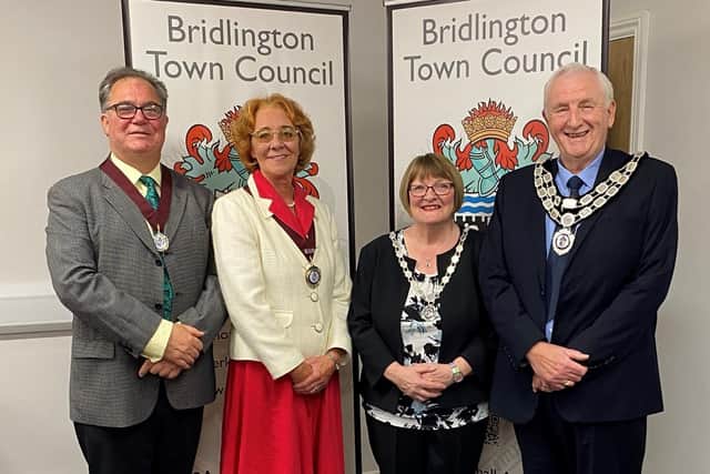 The Bridlington Town Council Civic Heads for 2022-2023 (from left): Deputy Consort Peter Teesdale, Deputy Mayor, Councillor Shelagh Finlay, Mayoress Elaine Heslop-Mullens and new Bridlington Mayor, Councillor Mike Heslop-Mullens.