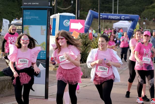Bright pink runners take to the course in Scarborough.