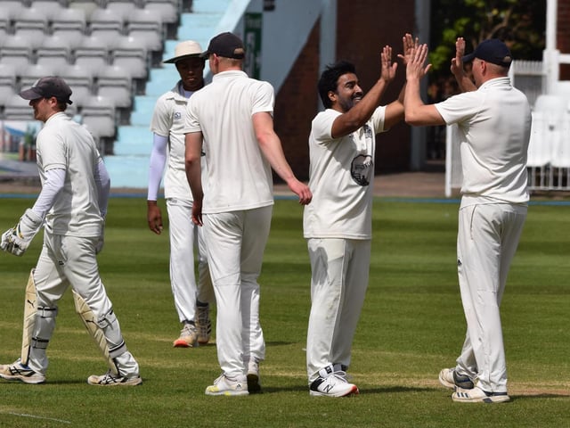 Prince Bedi celebrates taking a wicket for the home side