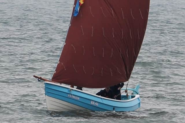 The coble Kathleen is pictured under under sail off Bridlington harbour. Photo courtesy of Paul L Arro