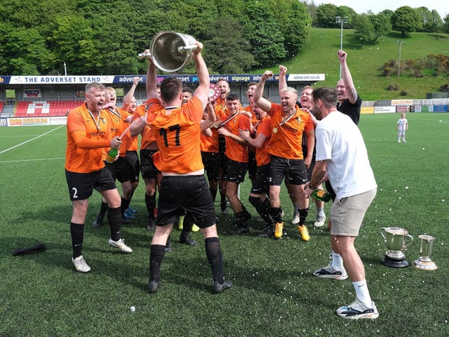 Edgehill celebrate their League Cup final win