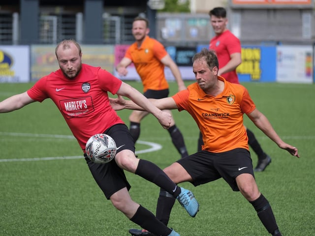 Man of the match Jamie Patterson pressures Rovers' Neil Forsyth