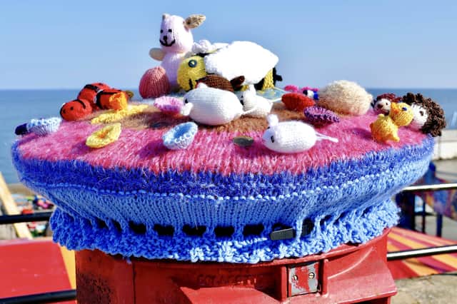 One of the yarn bombing creations on the Seacrow Trail. Photo courtesy of Aled Jones.