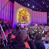 Singers and musicians at the Queen's Jubilee concert.