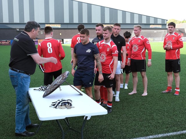 Filey Town Reserves collect their runners-up medals