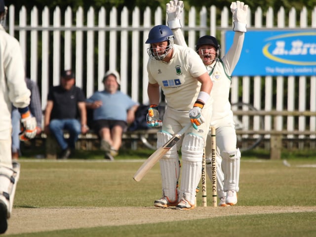 The Bridlington CC keeper Sam Wragg appeals for a wicket