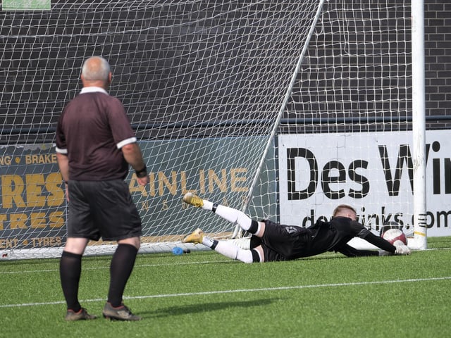 Martyn Ferrey's penalty beats the Filey keeper
