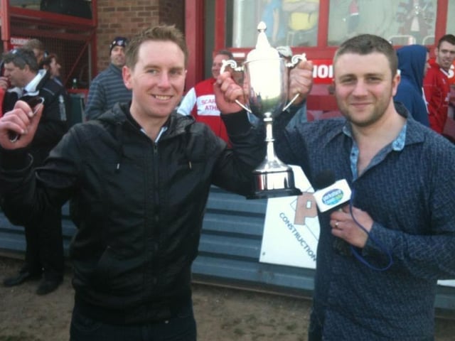 Do you recognise either of these well-known locals celebrating Boro success?