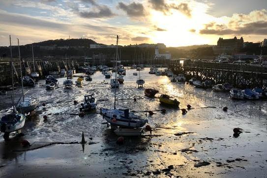Sunset on the far harbour.