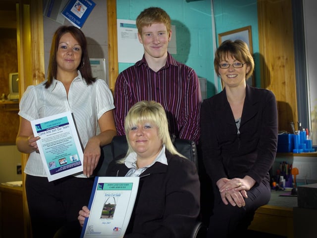 Staff at Town and Country Care celebrate the company's first birthday. Pictured, left to right, Nina Lavagna, marketing manager, Gary Marsay, admin assistant, Helen Beeforth, office manager, and Mandy Coates, owner.