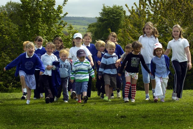Children from Sleights Primary School embark on a sponsored walk to raise money for their new playground.