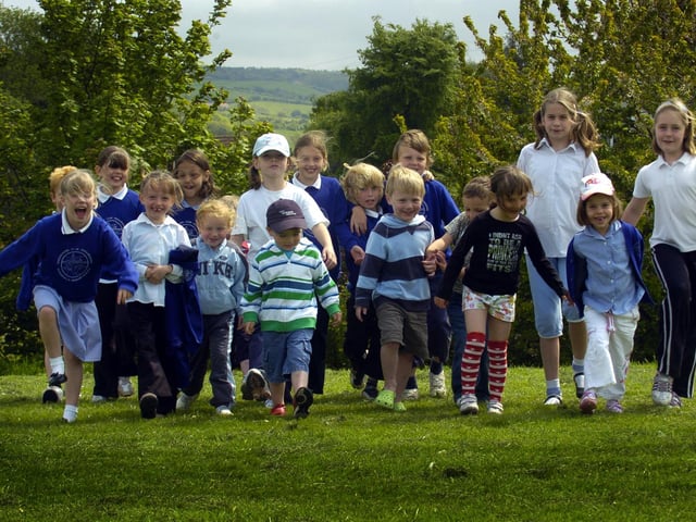 Children from Sleights Primary School embark on a sponsored walk to raise money for their new playground.