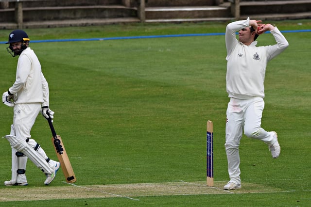 Ben Elvidge bowling for Scarborough CC