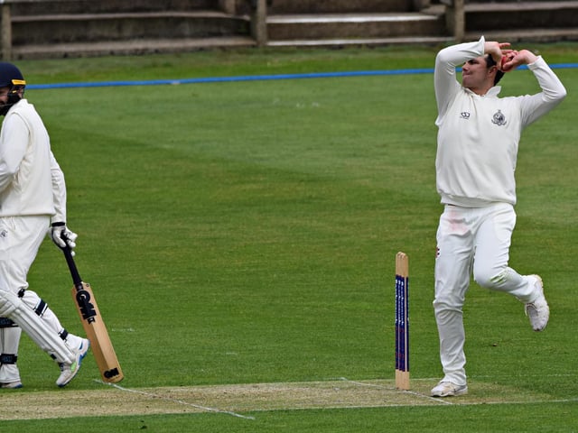 Ben Elvidge bowling for Scarborough CC