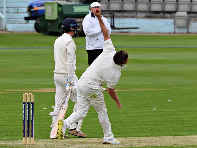 Dan Robson bowling for Scarborough CC