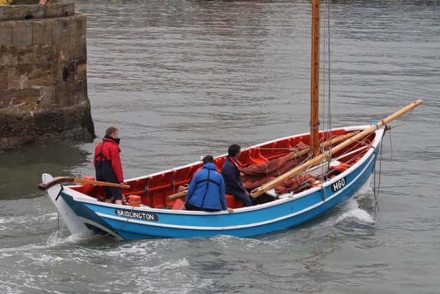 The sailing coble Imperialist leaves Bridlington harbour. Photo courtesy of Paul L Arro