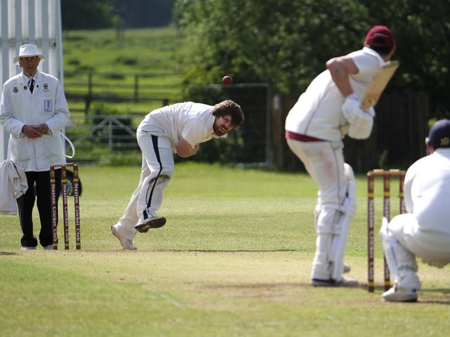 Chris Knight in bowling action for Mulgrave CC at Staxton CC