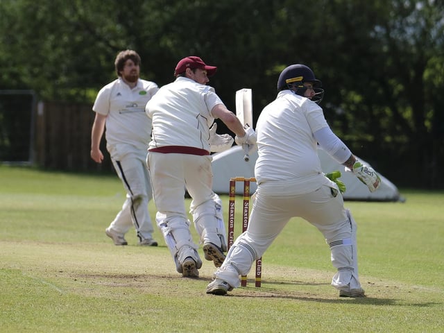 Staxton batsman Chris Dove hits out against Chris Knight