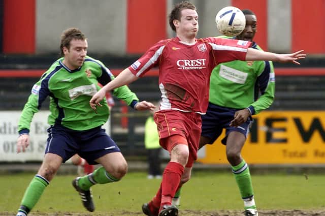 Jamie Vermiglio in action for Scarborough FC in 2007 at home to Hyde United
Photo by Kevin Allen