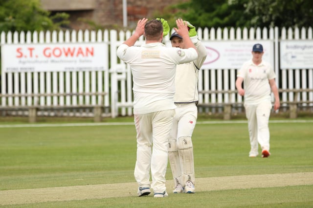 Seamer & Irton celebrate a Bridlington CC 2nds wicket