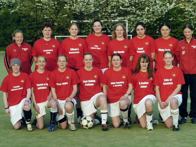 The Scarborough ladies football team line up for their squad photo.