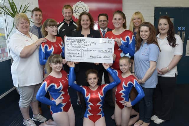Money raised from Headlands School’s sponsored Tour de Bridlington bike ride raised £4,290.24 in 2015. The fund was split between three local groups: Bridlington Skate Park, The Club for Young People, and the Brid Gymnastics Club. (pa1524-7)