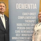 Sir Greg Knight MP is pictured attending the Dementia Action Week event with Alzheimer’s Society trustee member Ali Harrison. Photo submitted