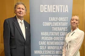 Sir Greg Knight MP is pictured attending the Dementia Action Week event with Alzheimer’s Society trustee member Ali Harrison. Photo submitted