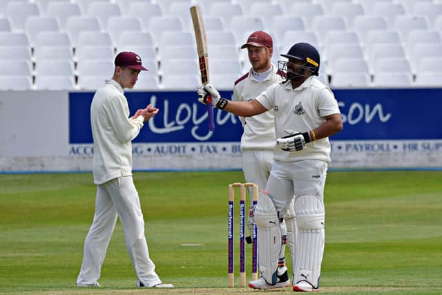 Scarborough CC 2nds' Prince Bedi celebrates his half-century at home to Yapham.
Photos by Simon Dobson