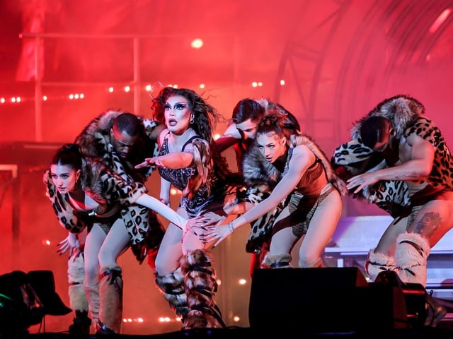 Rose (centre) delighted the crowd with an energetic performance