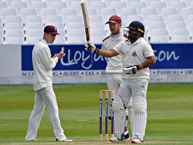 All-rounder Prince Bedi celebrates his half-century for Scarborough CC 2nds in the home loss against Yapham