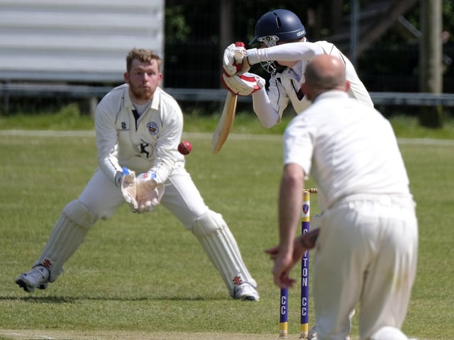 Cayton Cricket Club 2nds bowling at home to Ganton Cricket Club
