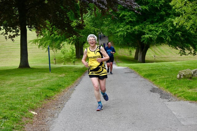 A Brid Road Runner is all smiles at Sewerby Parkrun