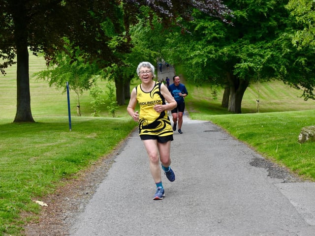 A Brid Road Runner is all smiles at Sewerby Parkrun