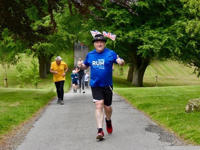 A runner gets into the Platinum Jubilee spirit