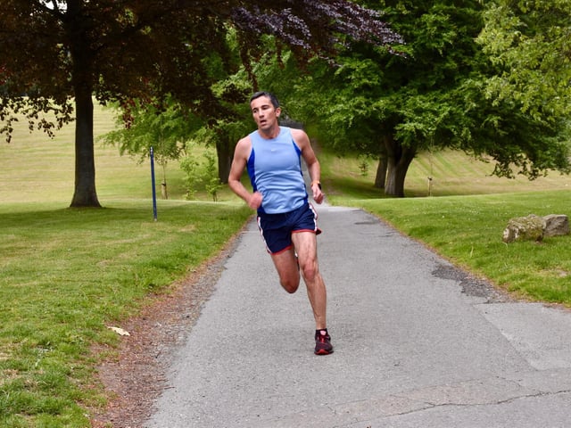 One of the leading pack at Sewerby Parkrun