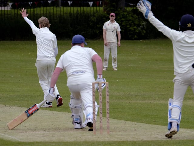 Rollo Storey, of Settrington, appeals for a Snainton wicket