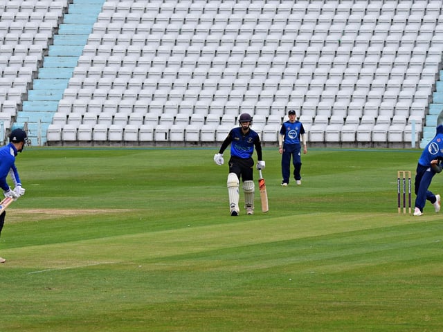 Zain Masqood bowling for Scarborough