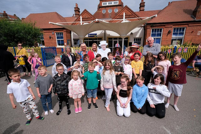 Three cheers for the Queen at Friarage Community Primary School.