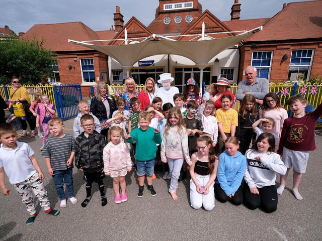 Three cheers for the Queen at Friarage Community Primary School.