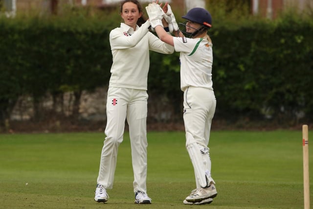 Bridlington CC celebrate taking a Pickering CC wicket