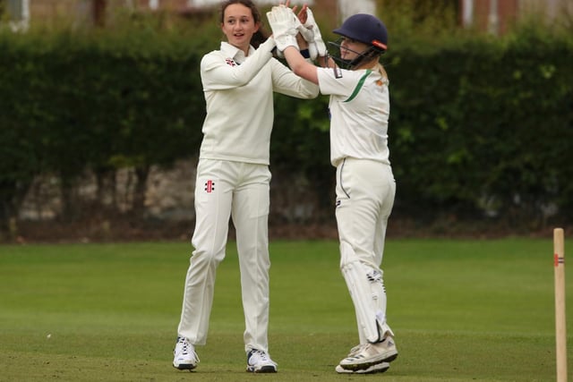 Bridlington CC celebrate taking a Pickering CC wicket