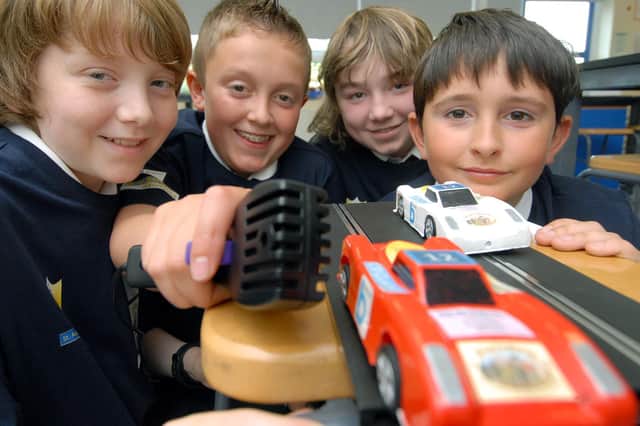 St Augustine's pupils get ready for Scalextric challenge. Left to right, Michael Thompson, Callum Murden, Daniel Gyte and Sam Pybus.