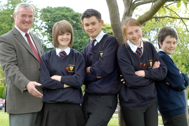St Augustine's School head teacher Roger Cannon is pictured with head boys and girls, left to right, heads Ruth Smith and James Green and deputies Sophie Ball and Josh Irwin.