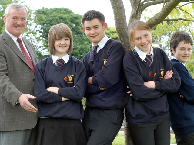 St Augustine's School head teacher Roger Cannon is pictured with head boys and girls, left to right, heads Ruth Smith and James Green and deputies Sophie Ball and Josh Irwin.