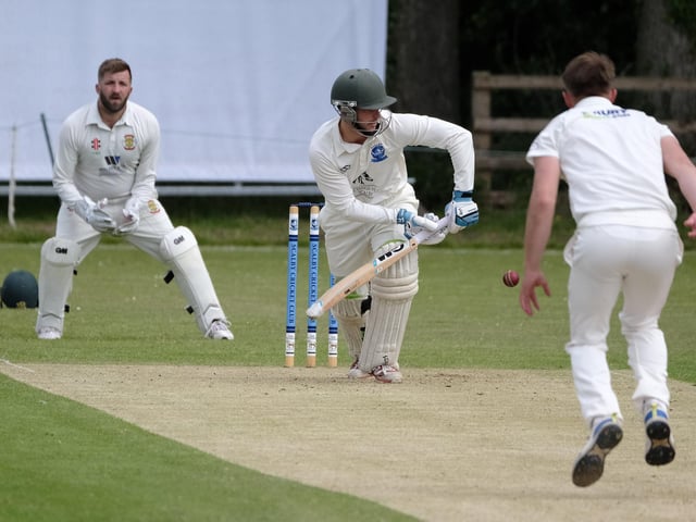 Joe Davies hits the ball into the legside