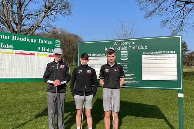 From left, Scarborough 6th Form College's Northern Golf League champions are, Sean Burrows, Oliver Webster and Tom Benson