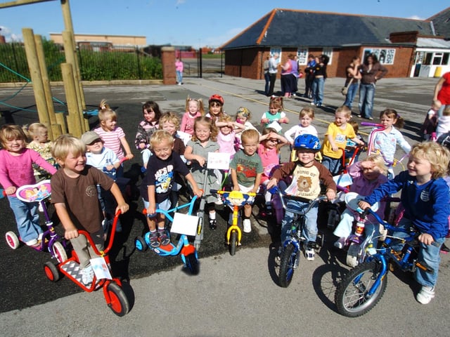 West Cliff Primary School takes part in a sponsored pedal push for Childline.